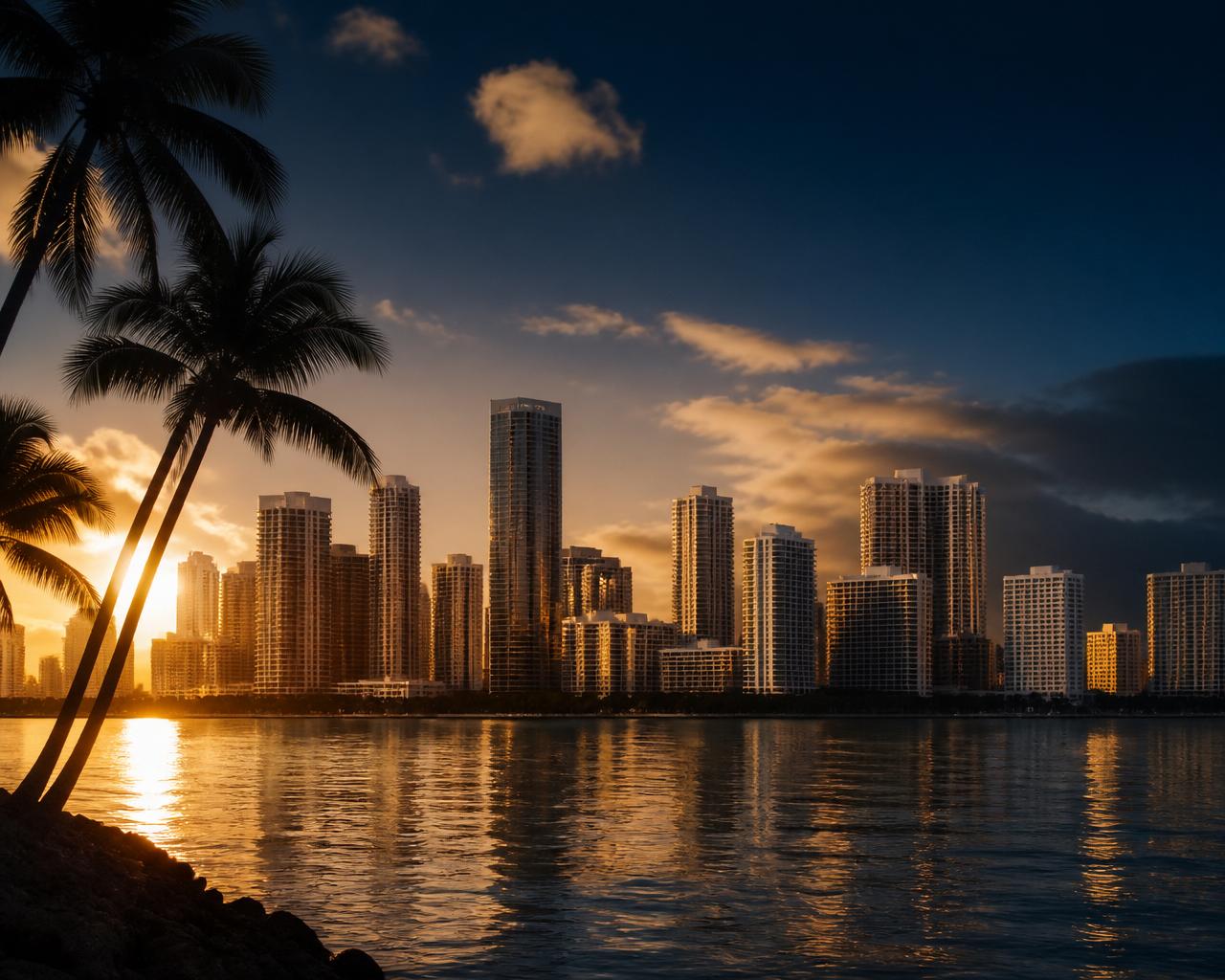 Miami skyline at golden hour