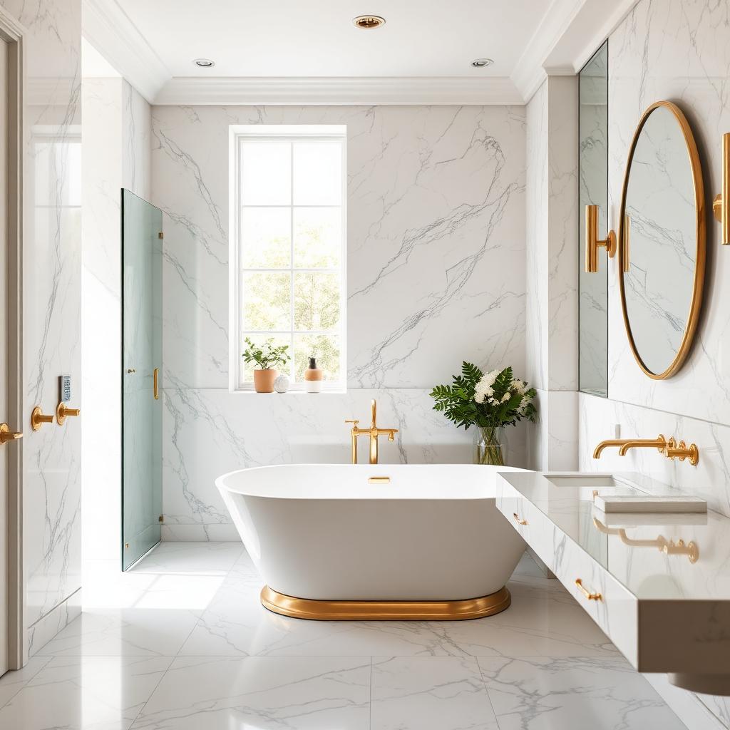 Marble master bathroom